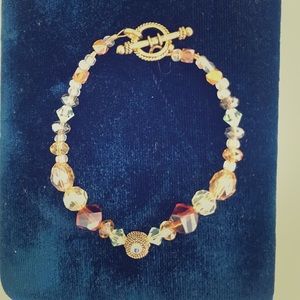 Handmade crystal and glass bracelet